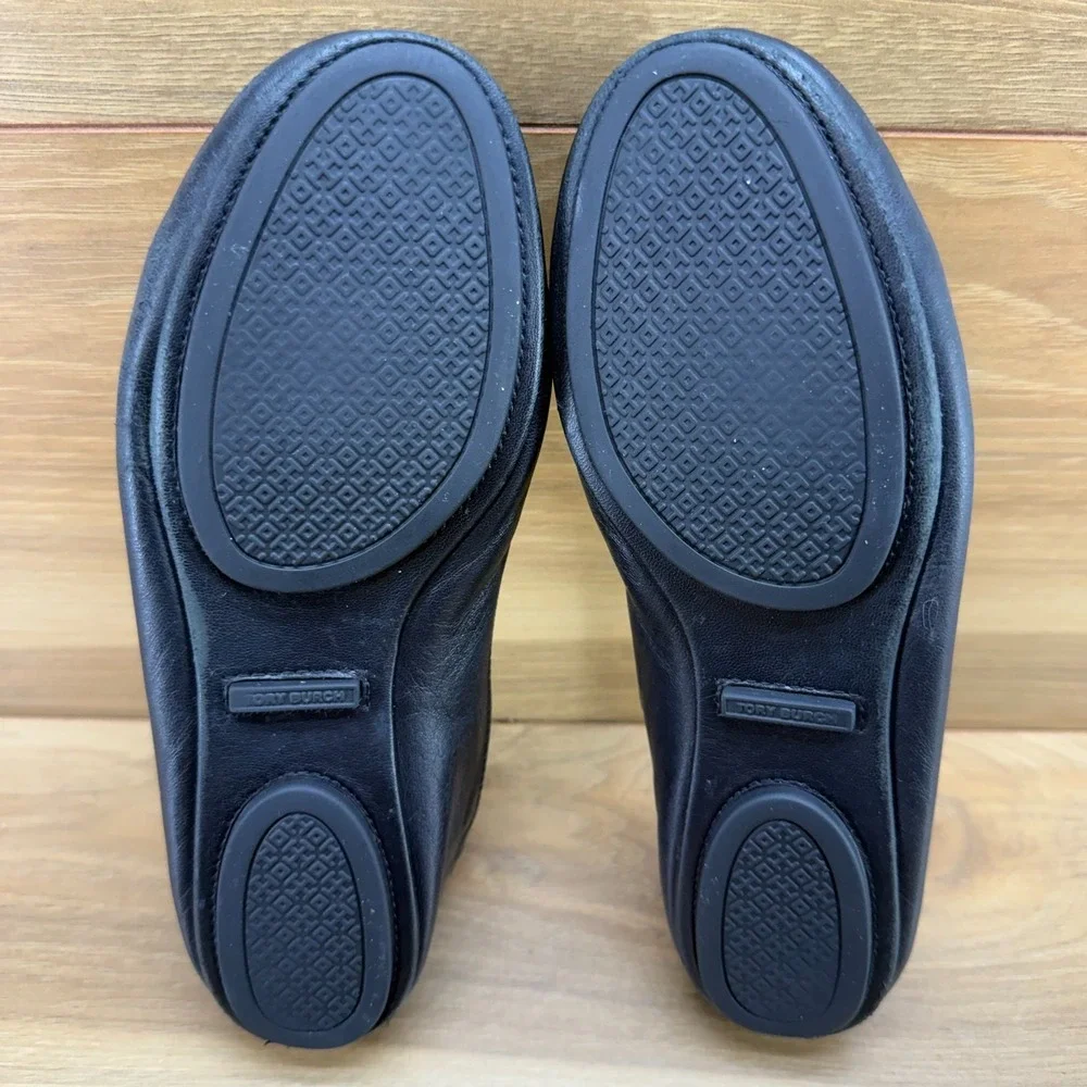 Tory Burch Minnie Ballet Flats Womens 6 M Black Soft Leather Walk Office